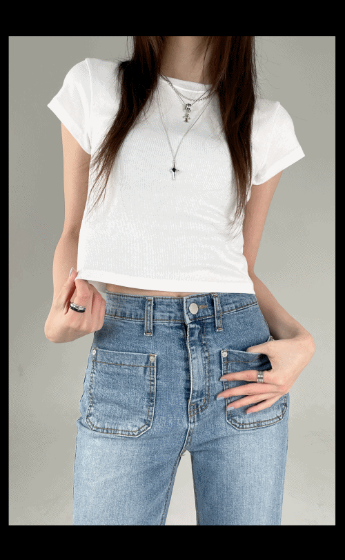 [주문폭주] 헤일리 라운드 탄탄 이너 크롭 골지 모달 회색 여름 반팔 티셔츠 티  - 4 color